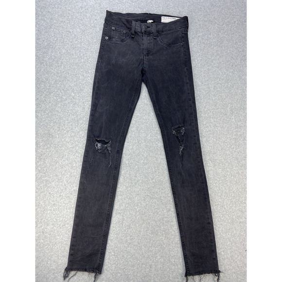 rag & bone Denim - Rag And Bone Womens Jeans 26x28 Black Jean Distressed Skinny Legging Frayed Hem